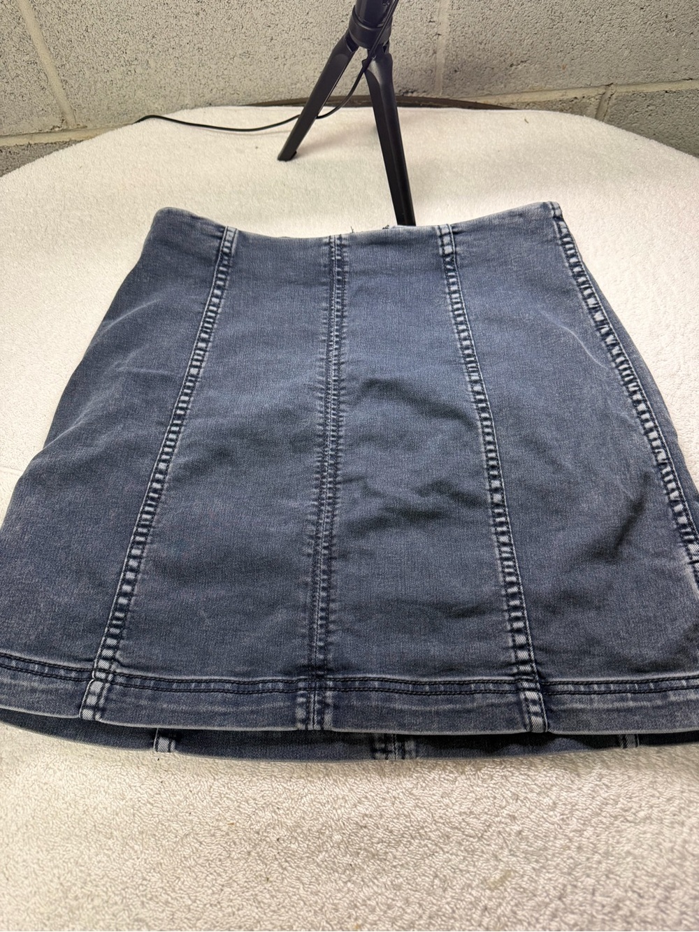 Free People size 10 Dark Blue Denim Panel A-Line Skirt with zipper in back